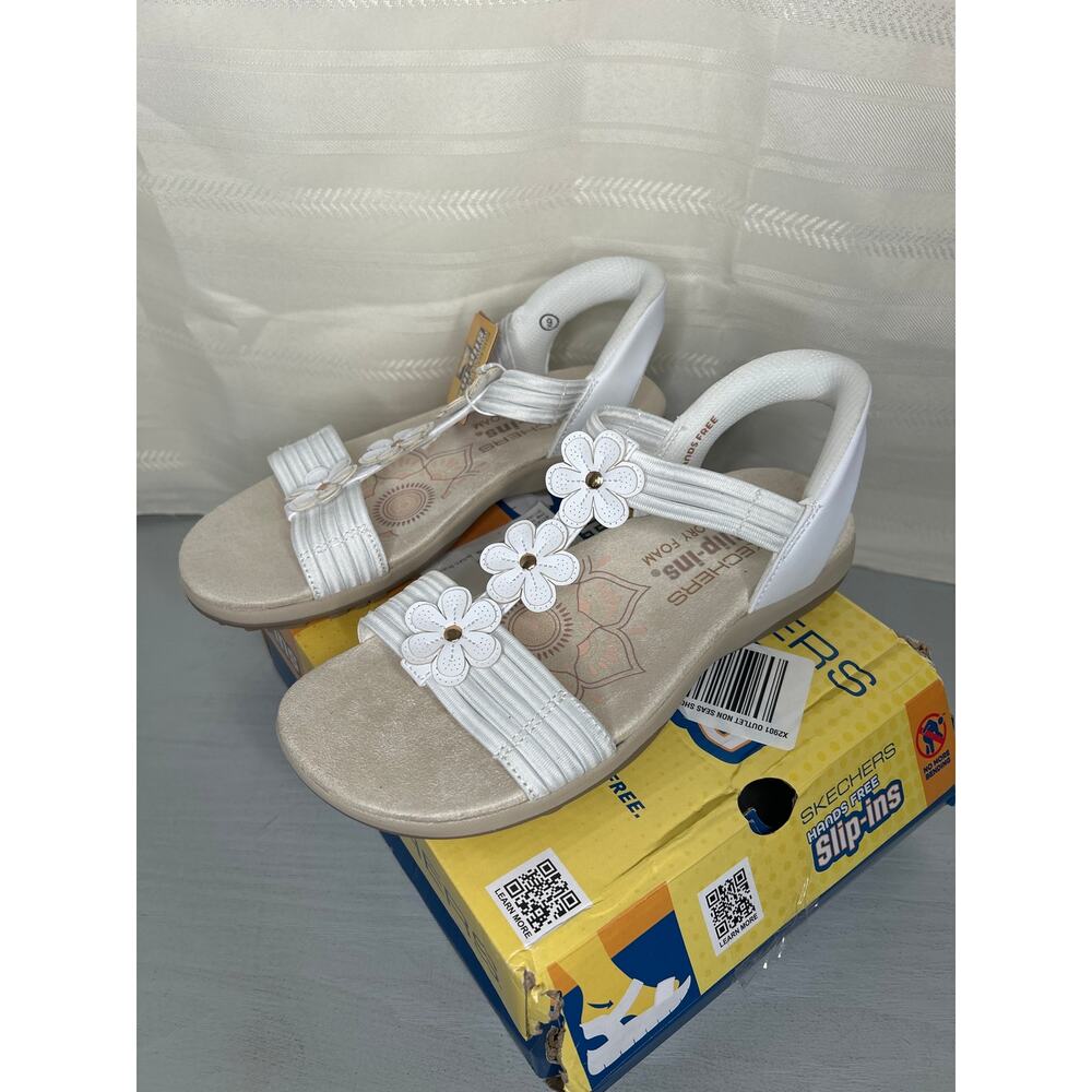 Skechers Reggae Slim Blooming Romance Slip-Ins Sandals White Size 9 - Picture 12 of 16